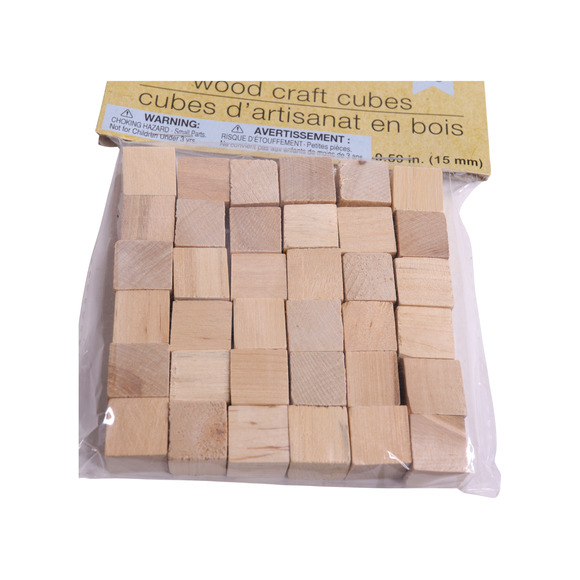 Crafters Square 36 Piece Wood Craft Cubes On Card - .5" Square - Picture 2 of 3